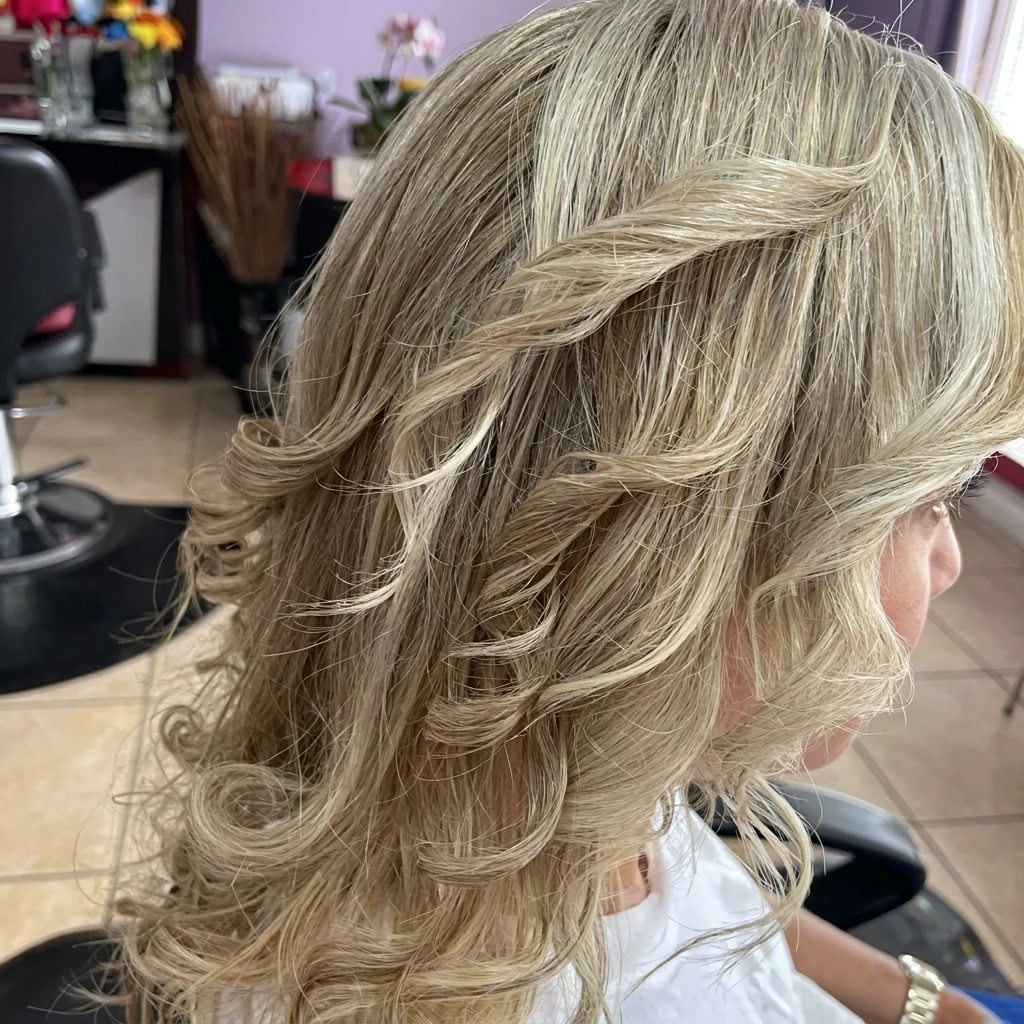 Rizos rubios voluminosos con secado profesional