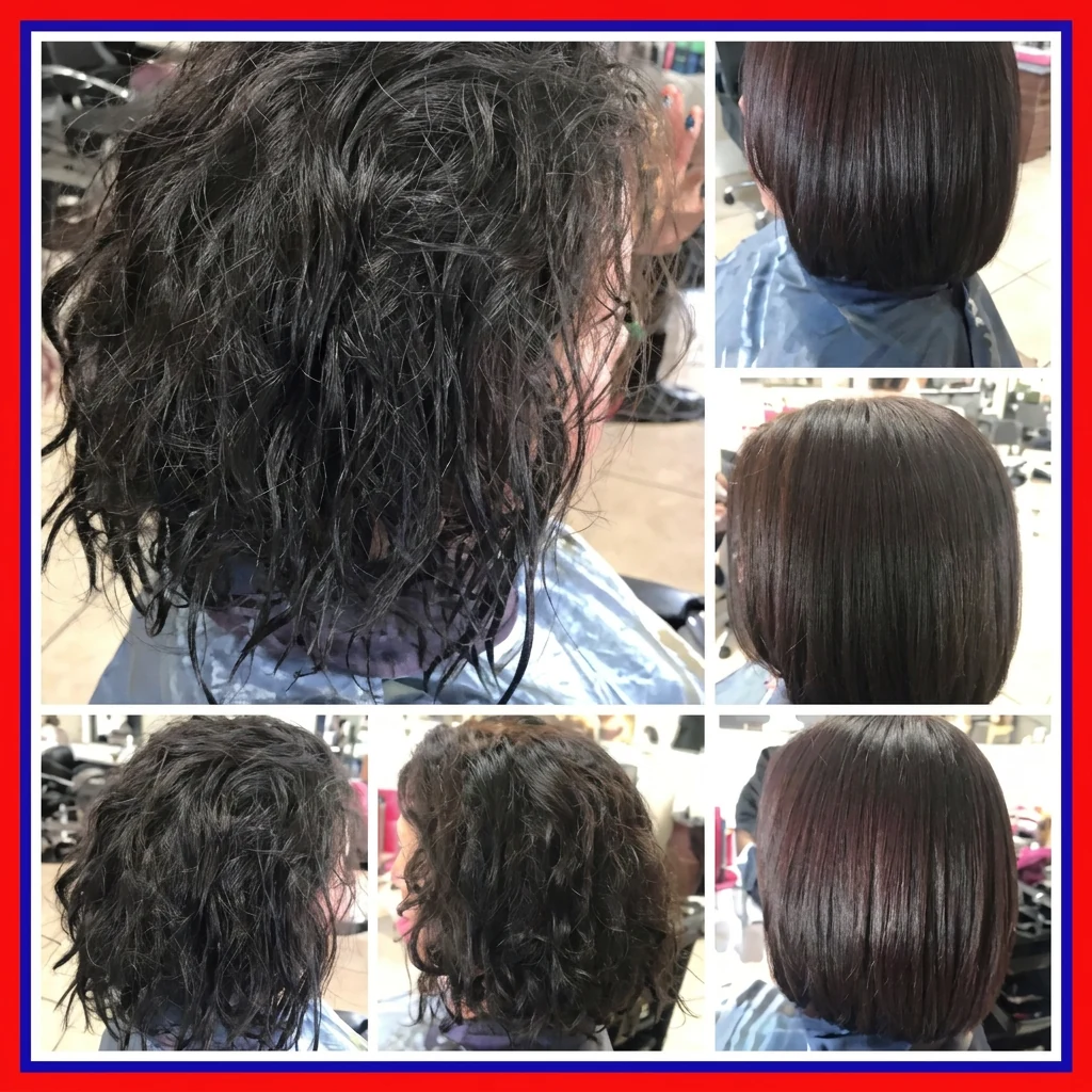 Cambio de cabello ondulado a bob liso y pulido