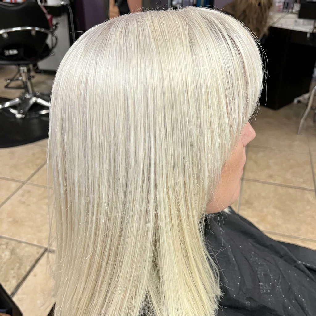 Cabello rubio platino liso y luminoso