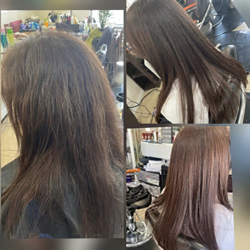 Cabello castaño liso y brillante tras tratamiento de Bótox capilar