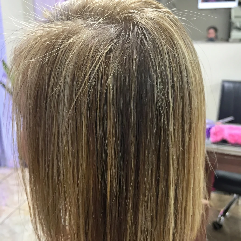 Retoque de raíz en cabello rubio