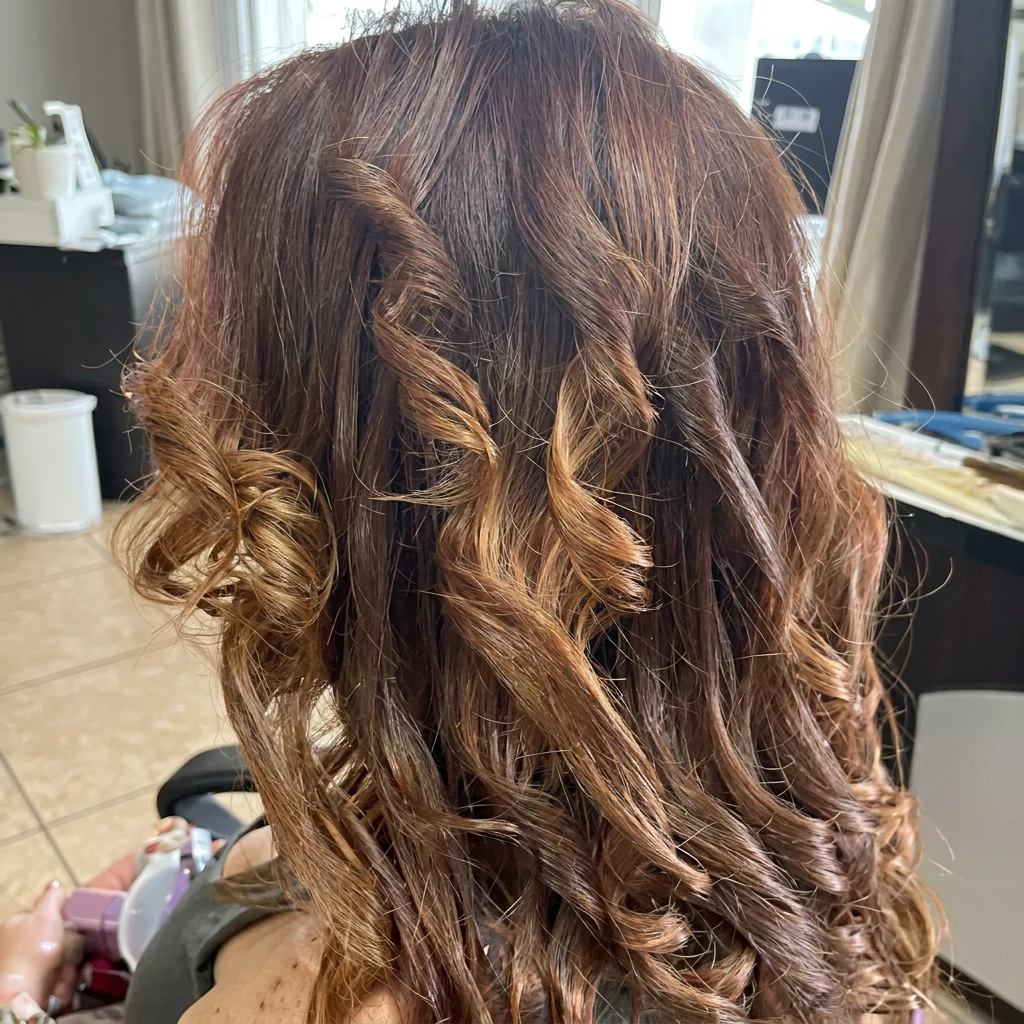 Rizos definidos con coloración castaño cobrizo
