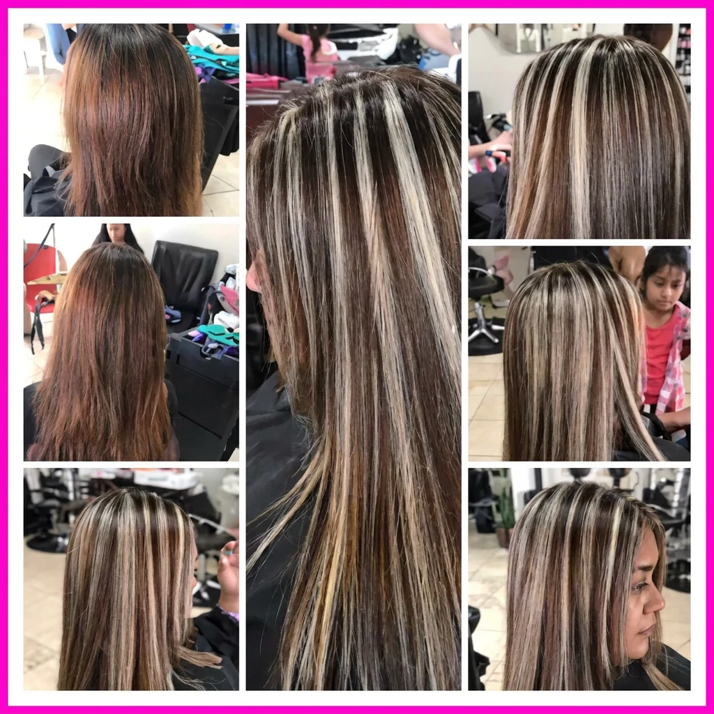 Cabello largo con mechas rubias integradas