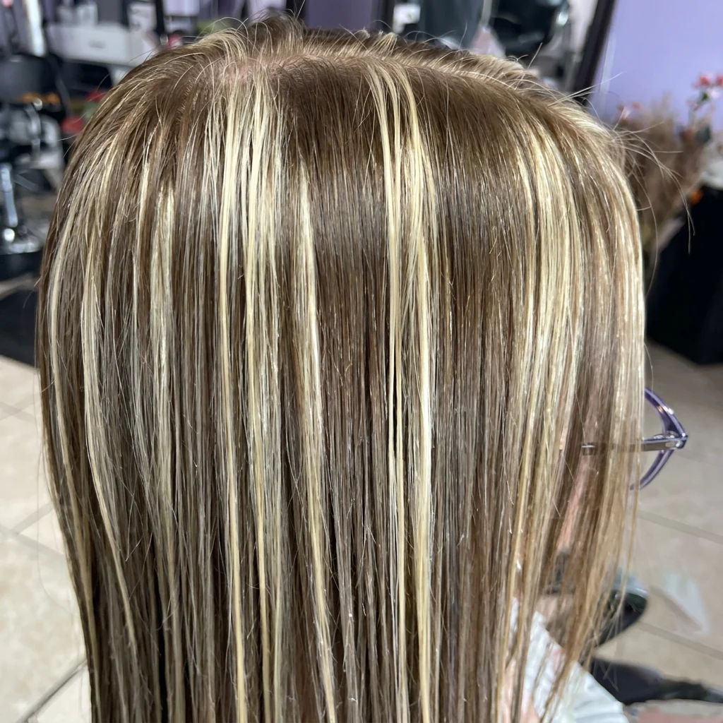 Bob con mechas rubias contrastadas