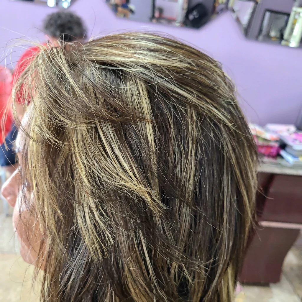 Mechas rubio arena en cabello largo